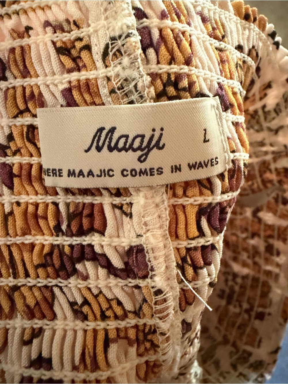 Maaji Cream Maxi Skirt with Mustard Floral Print - Large - NWT - Picture 6 of 7